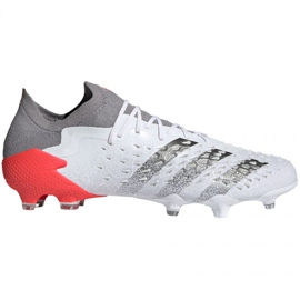 Adidas Predator Freak.1 Fg LM FY6263 futballcipő fehér, fehér, szürke / ezüst fehér