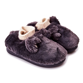 Meleg papucs bordázott sötétszürke Dessivel