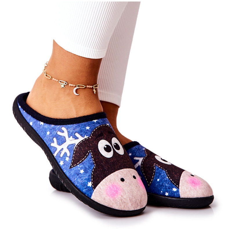 Meleg papucs Rénszarvas mintás Blue Elodie kék