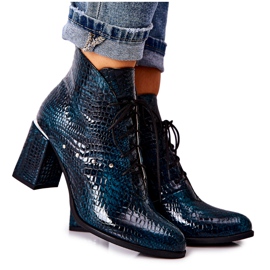 PA2 Női Bőr Csizma Sarkú Zöld Neliko