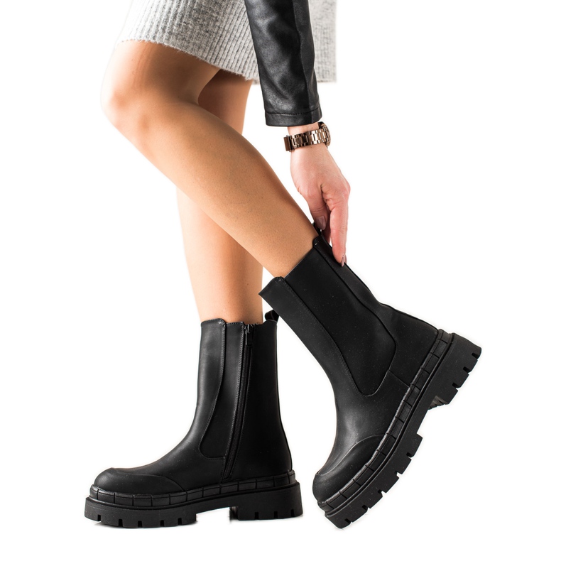 Seastar Magas csizma öko bőrrel fekete