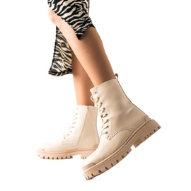 Bona Fűzős munkások öko bőrrel bézs