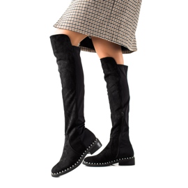 Marquiz Térd feletti csizma gyöngyökkel fekete