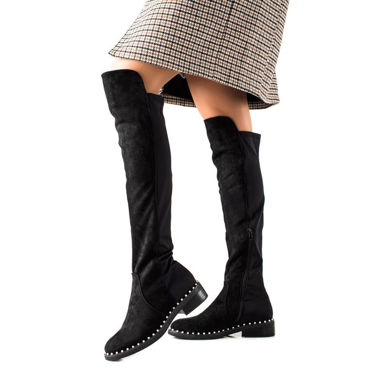 Marquiz Térd feletti csizma gyöngyökkel fekete