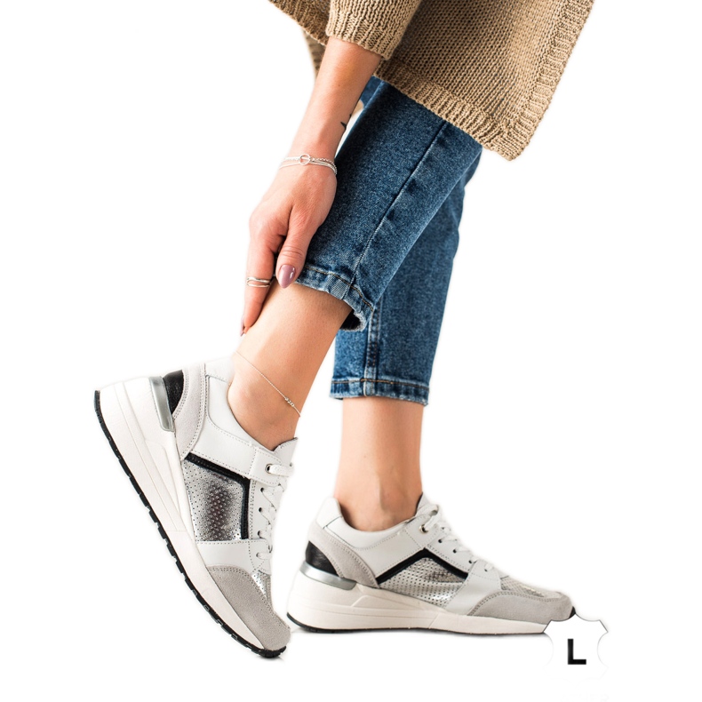 Evento Bőr sportcipők fehér ezüst