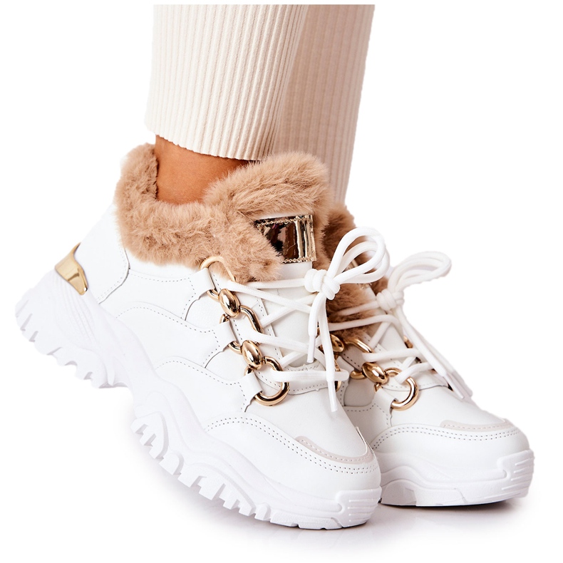 PM1 White Shiney szigetelt bőr sportcipő fehér