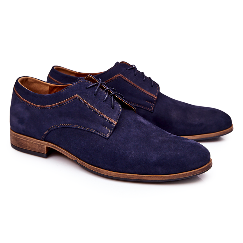 Bednarek Polish Shoes Bőr Nubuk cipő Bednarek 684 Navy blue barna sötétkék
