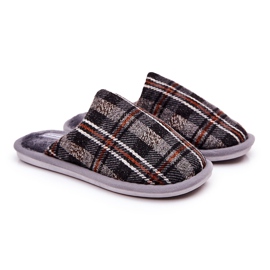 WJ1 Férfi meleg szürke kockás papucs Whisper barna