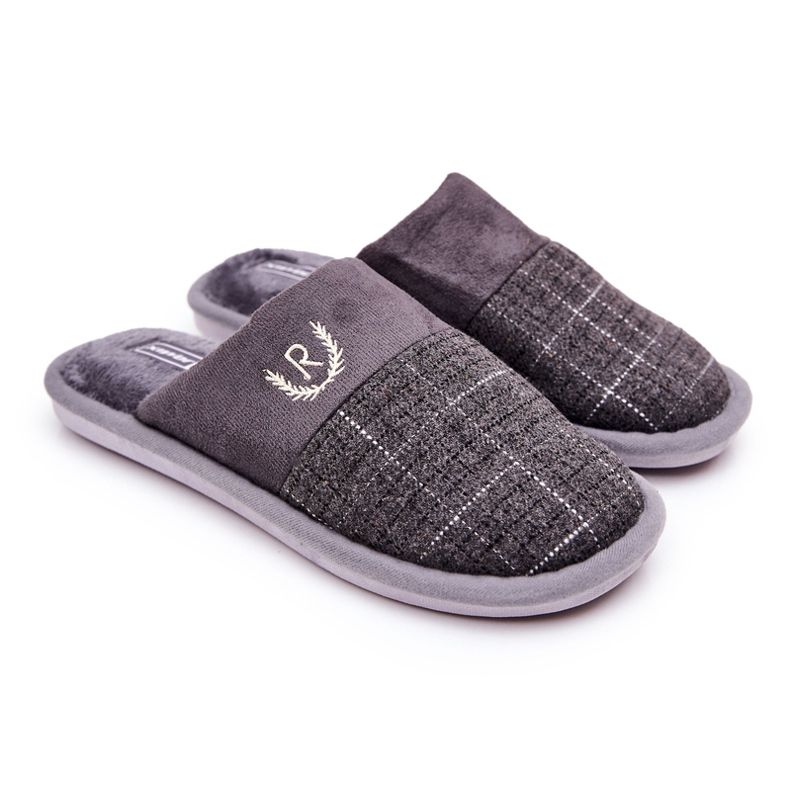 WJ1 Meleg szürke Blase kockás papucs