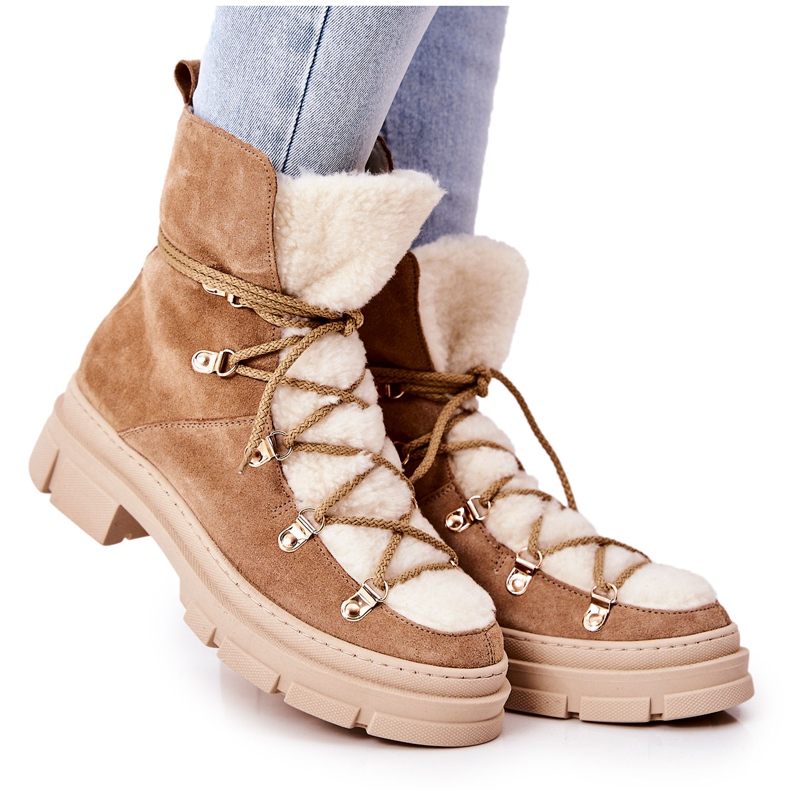 PF1 Meleg Suede Boots Bézs Trappers Mindago
