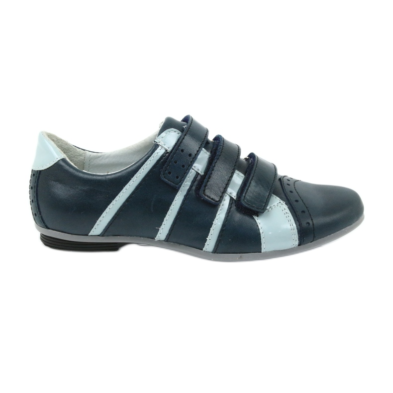 Mido bőrbőr cipő a tépőzárat Mido Navy Blue -hez kék