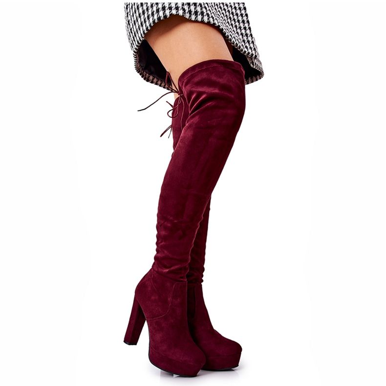 WS1 Velúr Sarkú csizma Burgundy Minesa piros