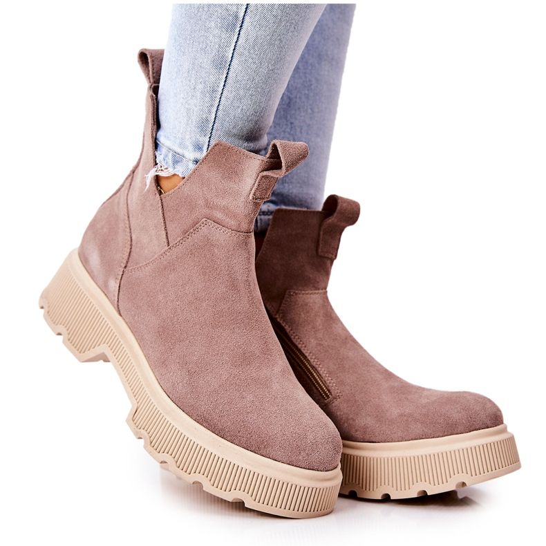 Lewski Shoes Velúr Workery Lewski 3104 / P Cappucino csizma bézs