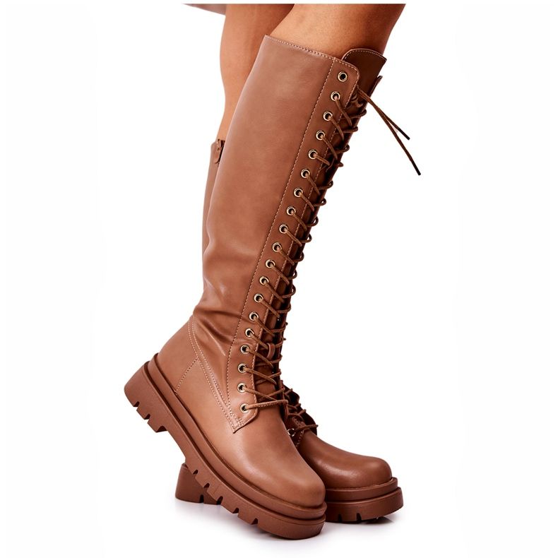 PG2 Magas meleg, csomózott Camel Kannies csizma barna