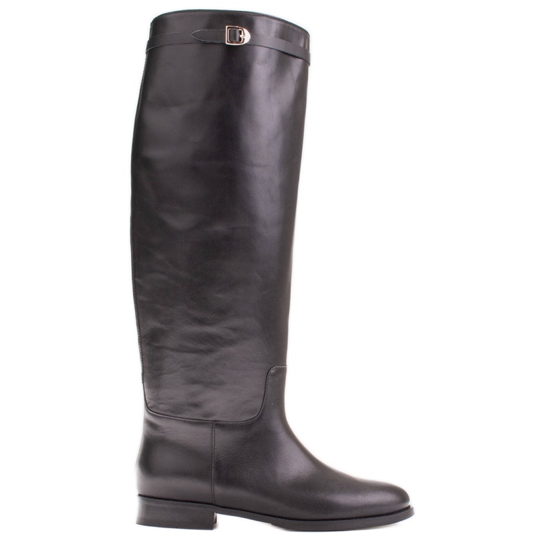 Marco Shoes Bőr csizma széles lábszárhoz fekete