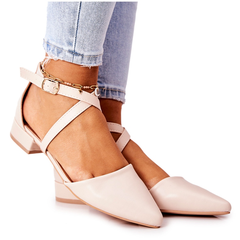 WS1 Bőr pumpák alacsony Sarkú Bézs Giovanna