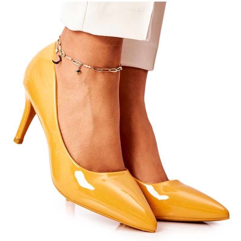 WS1 Lakkozott Classic szivattyúk Stilettos Yellow Elinne sárga