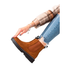 Ideal Shoes Velúr platformos bokacsizma barna Ideal Shoes Velúr platformos bokacsizma barna