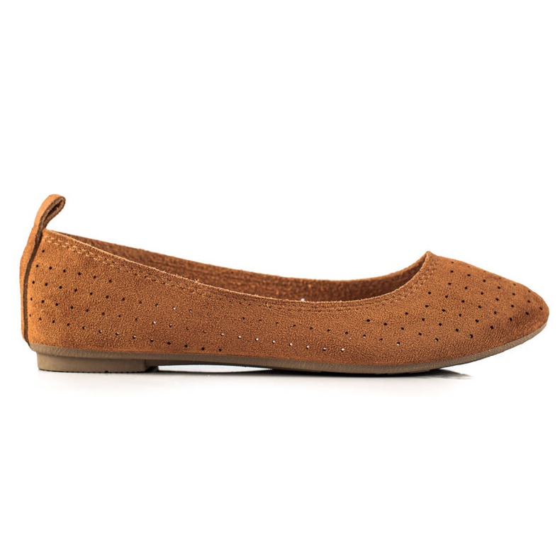 TRENDI Kényelmes áttört balerinák barna