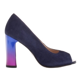 Marco Shoes 1100P sötétkék pumpák többszínű sarokkal