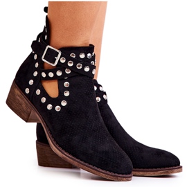 Fekete Dakota áttört csizma strasszokkal Fekete Dakota áttört csizma strasszokkal