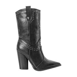 BM Fekete cowboy csizma díszített Bora felsőrésszel BM Fekete cowboy csizma díszített Bora felsőrésszel