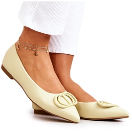 PS1 Bőr balerinák Rachelle élénkzöld spitzében sárga