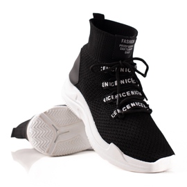 TRENDI Könnyű textil cipők fekete TRENDI Könnyű textil cipők fekete