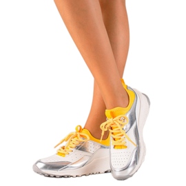 Goodin Stílusos bőr cipők fehér ezüst sárga