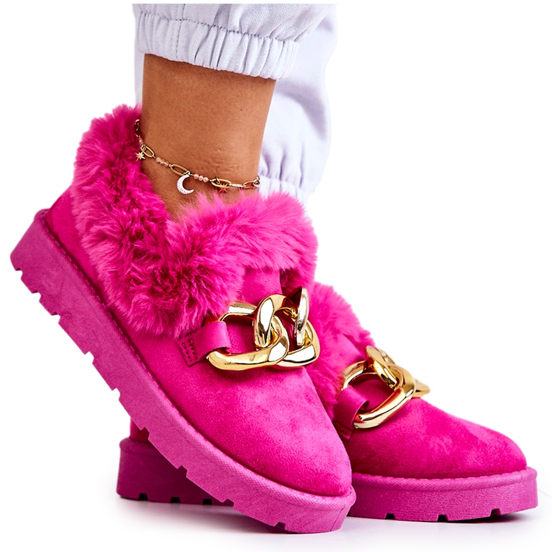 PS1 Női Arany láncos papucsok Fukszia Ardrums rózsaszín