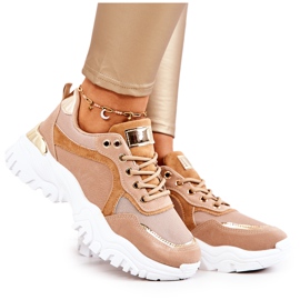 FS2 Cipők A Platformon Barna Sallie bézs aranysárga