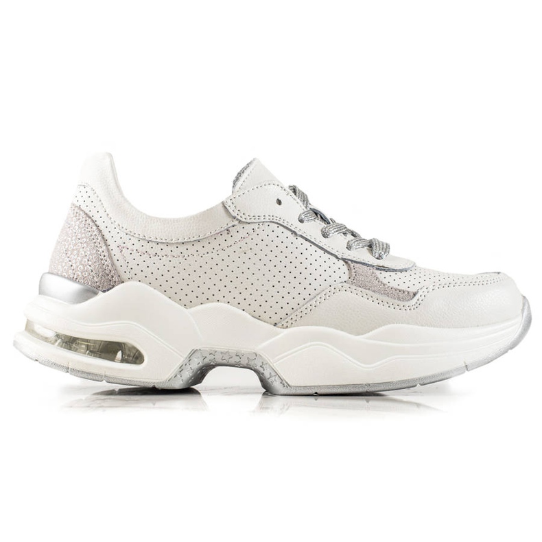 Goodin Áttört bőr cipők fehér ezüst