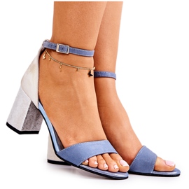 PA2 Bőr Szandál Egy Bár Kopott Kék Lorene ezüst