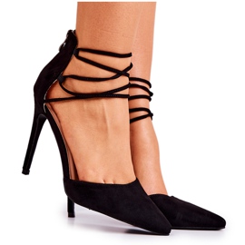 PS1 Elegáns velúr fekete Loveth magassarkú