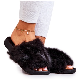 Papucs szőrmével, gumi fekete pollie Papucs szőrmével, gumi fekete pollie
