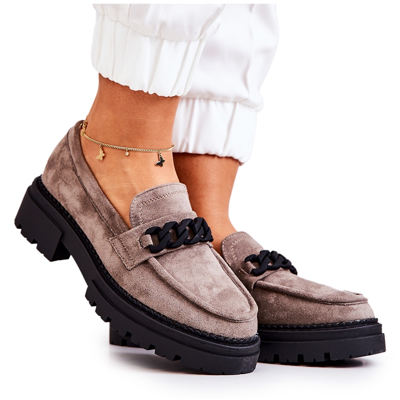 PL5 Naplopók Velúr Loaferek La.Fi Szürke Sapphira bézs