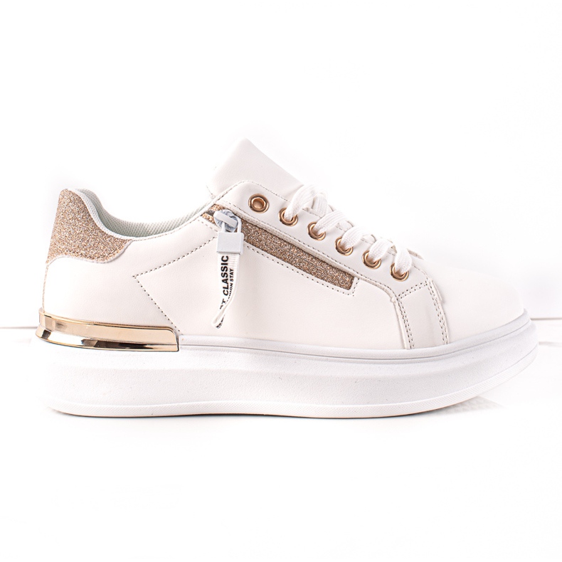 BUONAROTTI Fehér tornacipő dekoratív cipzárral