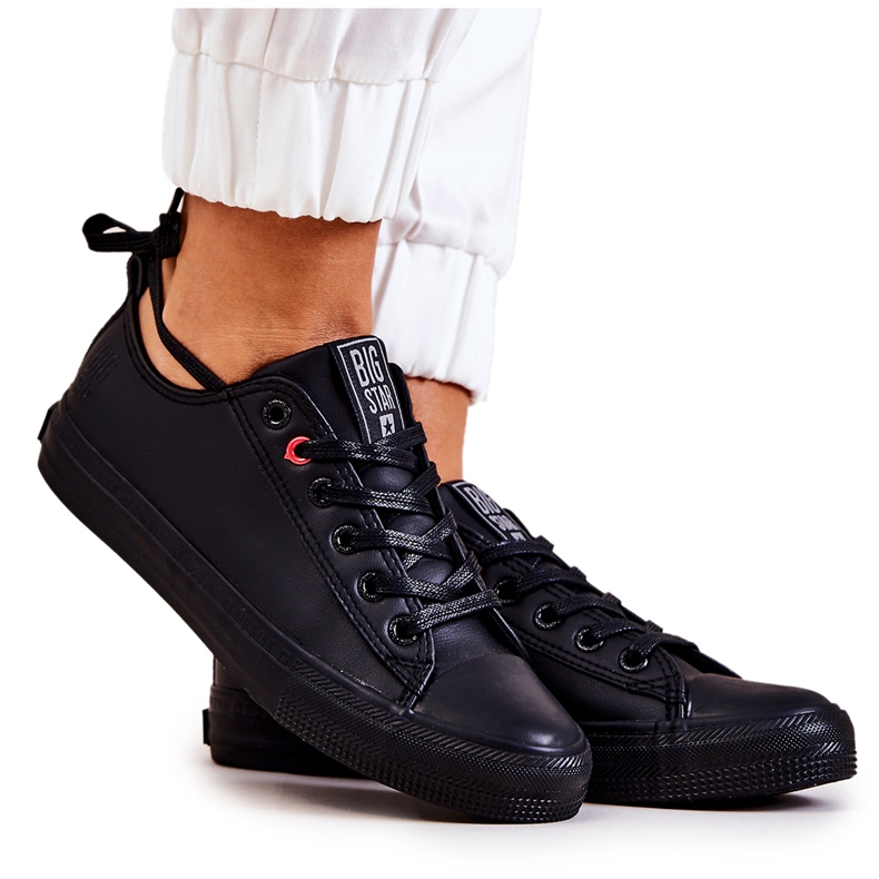 Alacsony bőr tornacipő Big Star JJ274006 fekete