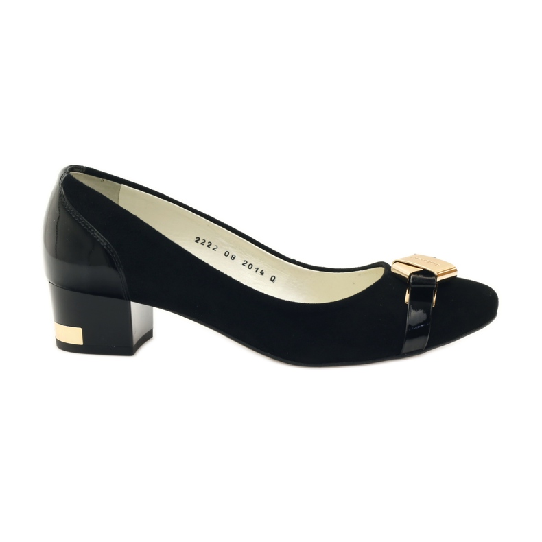 Fekete pumpák arany Neścior díszítéssel sárga