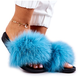 FM1 Kék Naturis természetes szőrme papucs FM1 Kék Naturis természetes szőrme papucs
