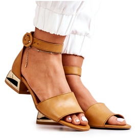 Bőr szandál aranysarkú Laura Messi 2143 Camel barna Bőr szandál aranysarkú Laura Messi 2143 Camel barna