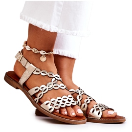 Lewski Shoes Bőr áttört szandál Lewski 3022 Golden aranysárga Lewski Shoes Bőr áttört szandál Lewski 3022 Golden aranysárga