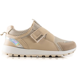 TRENDI Stílusos tépőzáras cipők bézs barna TRENDI Stílusos tépőzáras cipők bézs barna