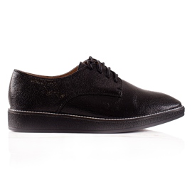 TRENDI Csillogó fűzős cipő fekete