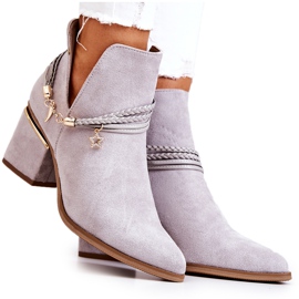 PS1 Inessa szürke velúr cowboy csizma csíkokkal