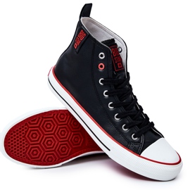 Férfi magas bőr tornacipő Big Star JJ174070 fekete Férfi magas bőr tornacipő Big Star JJ174070 fekete