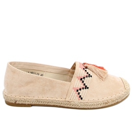 Boho espadrillák Birna Beige rojtokkal bézs Boho espadrillák Birna Beige rojtokkal bézs