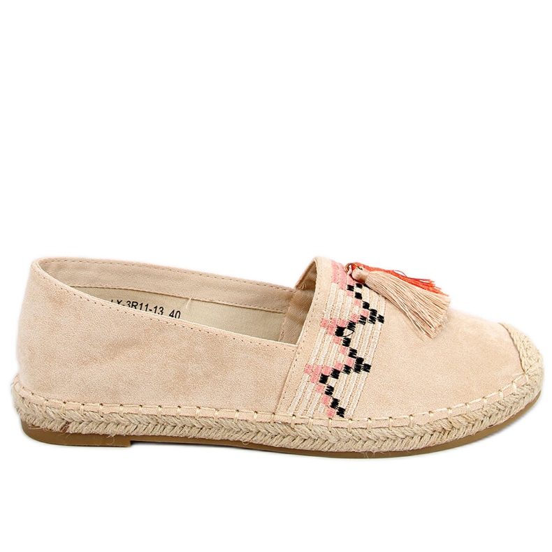 Boho espadrillák Birna Beige rojtokkal bézs