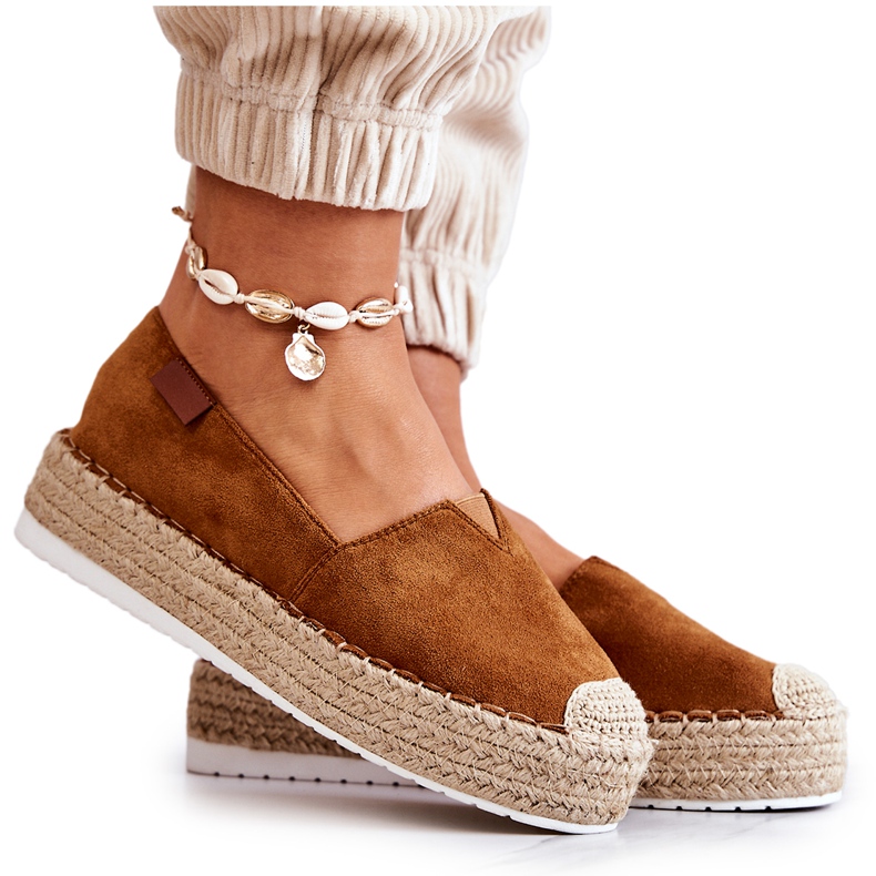 FB2 Camel Lesley Velúr Slip On Espadrilles barna FB2 Camel Lesley Velúr Slip On Espadrilles barna
