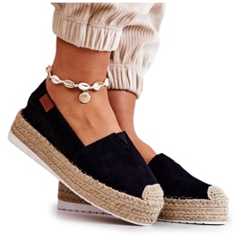 FB2 Fekete Lesley Velúr Slip On Espadrilles